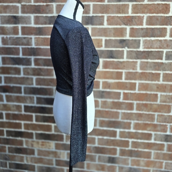 H&M Shimmering Black Wrap Blouse - Picture 3 of 8